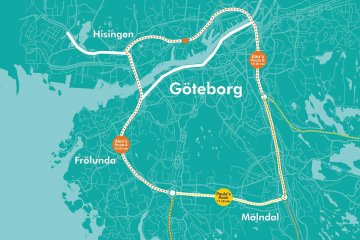 Drive Me research route, Gothenburg, Sweden illustration